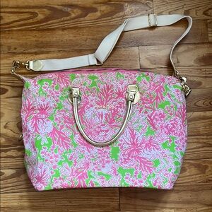 Lilly Pulitzer Pink and Green Floral Shoulder Bag